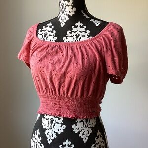 Blush Pink Cropped Off Shoulders Top